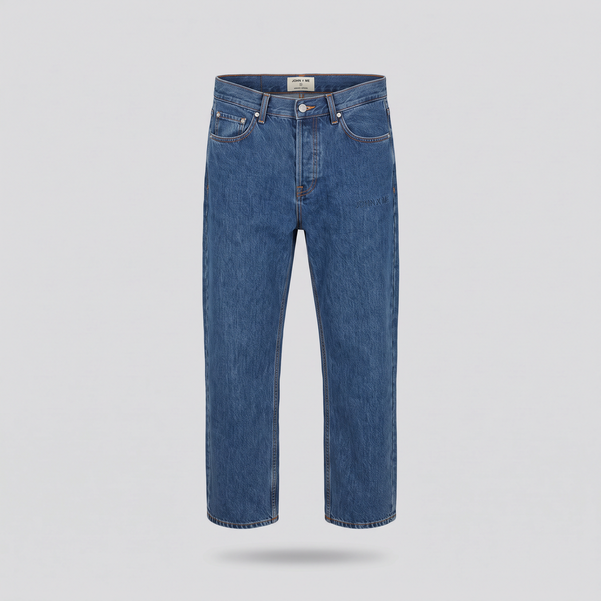 Jean droit cinq poches, indigo, vue de face — John x Me