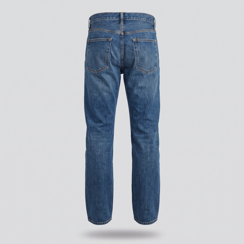 Jean droit cinq poches, indigo, vue de dos — John x Me