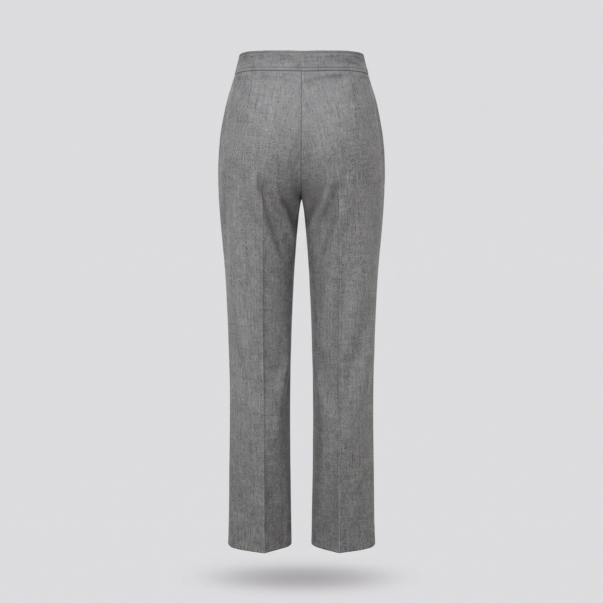 Pantalon droit taille haute, gris chiné, vue de dos — John x Me