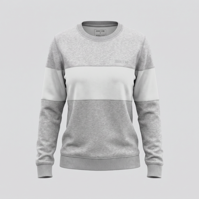 Sweat à empiècement, gris chaud, vue de face — John x Me