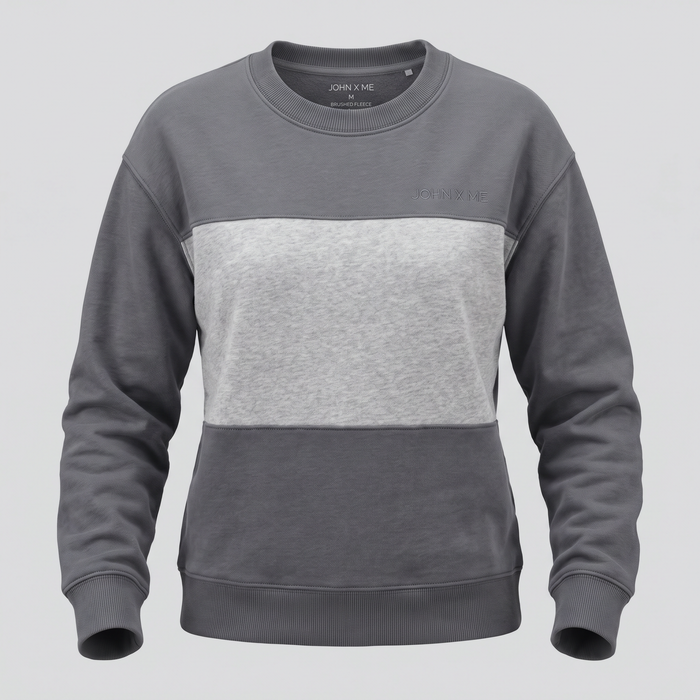 Sweat à empiècement, gris fer, vue de face — John x Me
