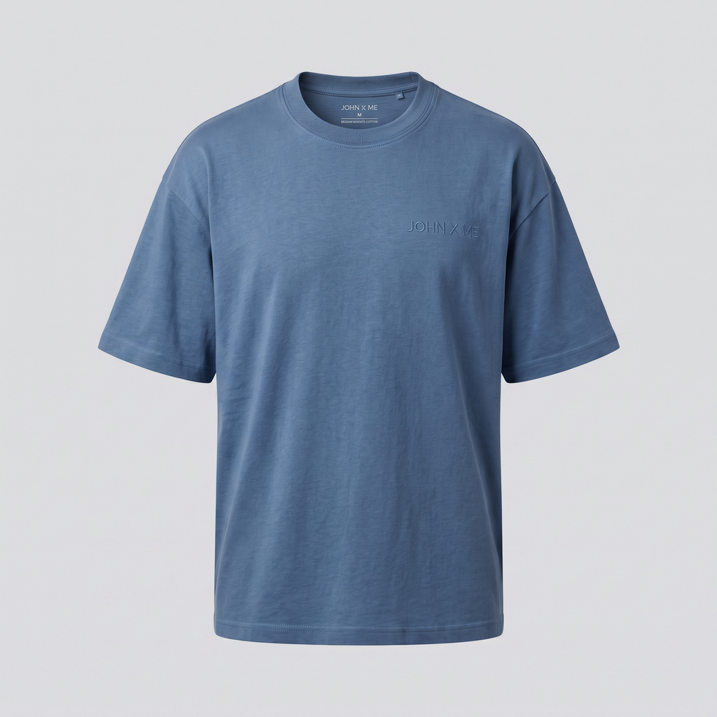 T-shirt medium weight, bleu, vue de face — John x Me