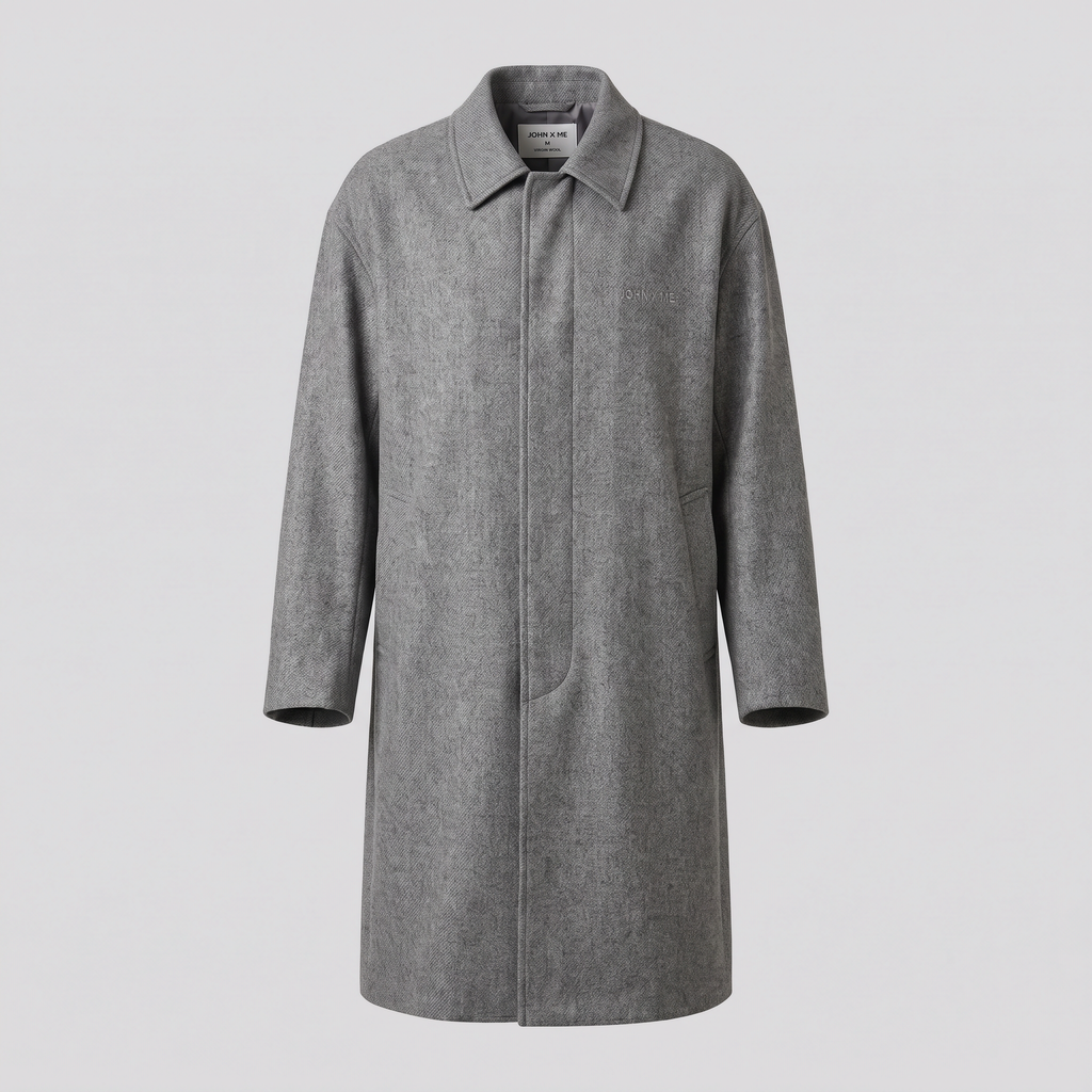 Trench oversize, gris chiné, vue de face — John x Me