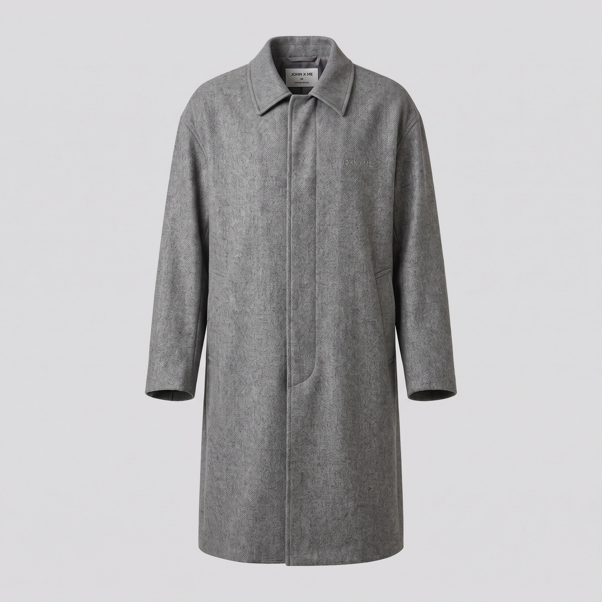 Trench oversize, gris chiné, vue de face — John x Me