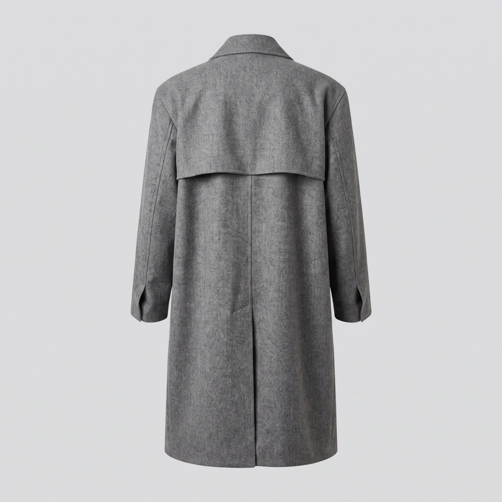 Trench oversize, gris chiné, vue de dos — John x Me