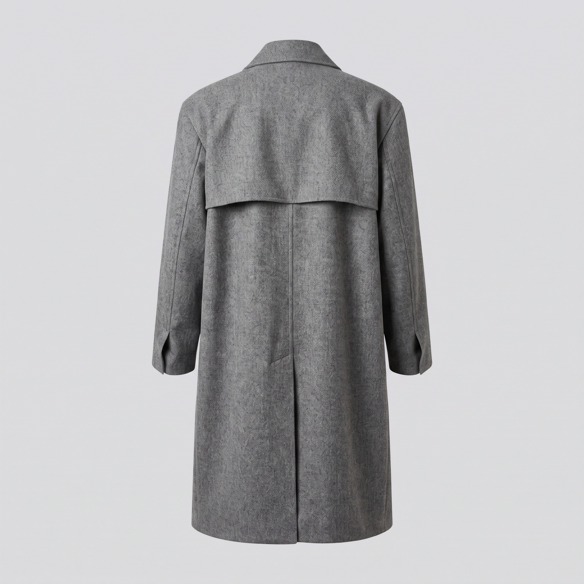 Trench oversize, gris chiné, vue de dos — John x Me