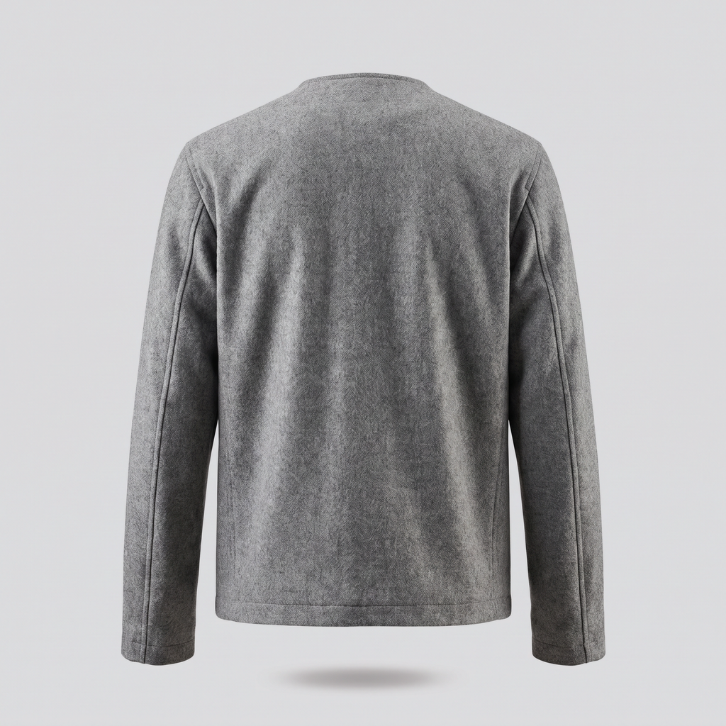 Veste sans col, gris chiné, vue de dos — John x Me
